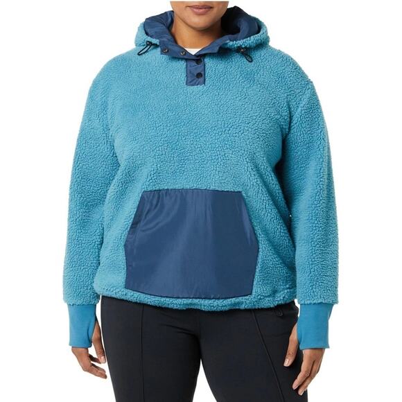 Teddy Fleece Quarter Snap Hooded Pullover Jacket Womens Plus Size 5X Sweatshirt - Picture 4 of 5